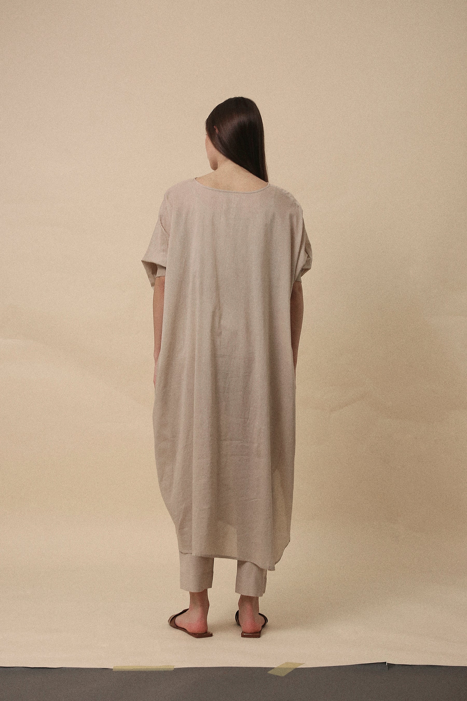 Sand Rib Mul Cowl Tunic Co-Ord Set (2 PCS)- Mati