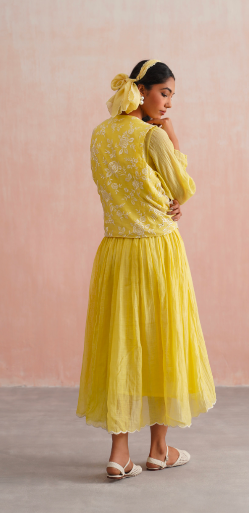 Ella Set – Lemon Yellow Embroidered (Rozmeher By Unnati Garg)