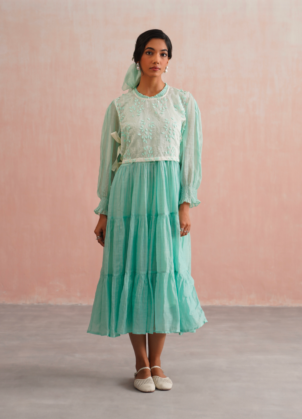 Delilah Set – Mint Green Embroidered (Rozmeher By Unnati Garg)