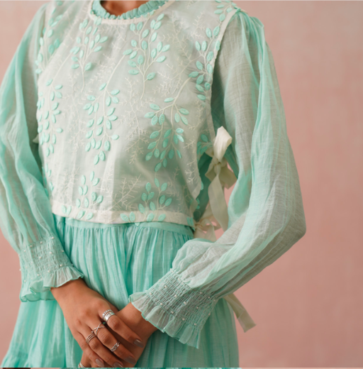 Delilah Set – Mint Green Embroidered (Rozmeher By Unnati Garg)