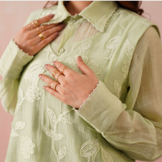 Elena Set – Sage Green Embroidered (Rozmeher By Unnati Garg)
