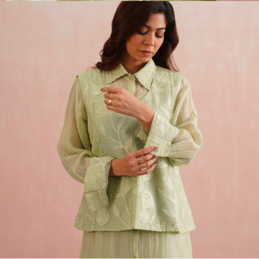 Elena Set – Sage Green Embroidered (Rozmeher By Unnati Garg)