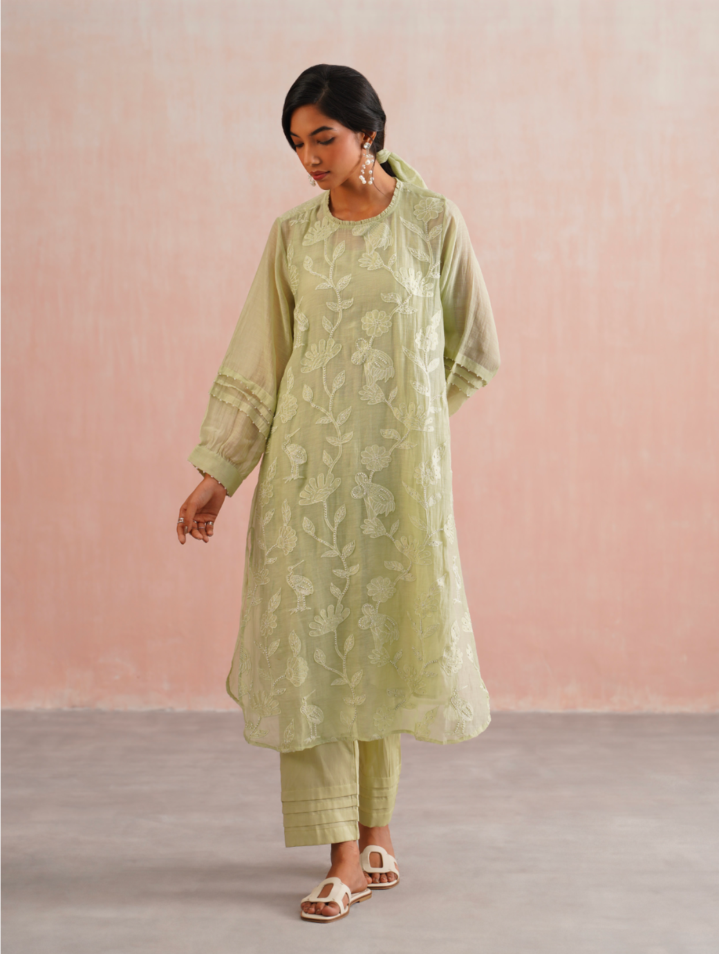 Willow Set – Sage Green Embroidered (Rozmeher By Unnati Garg)