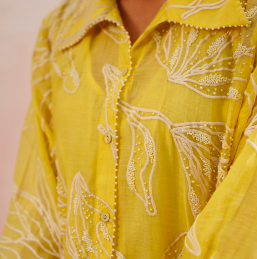 Buttercup Set – Lemon Yellow & Ivory (Rozmeher By Unnati Garg)