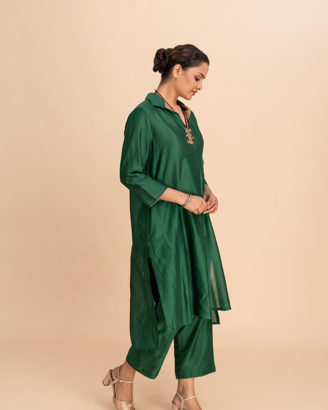 Kisbah Kurta Set (Red & Emerald Green)
