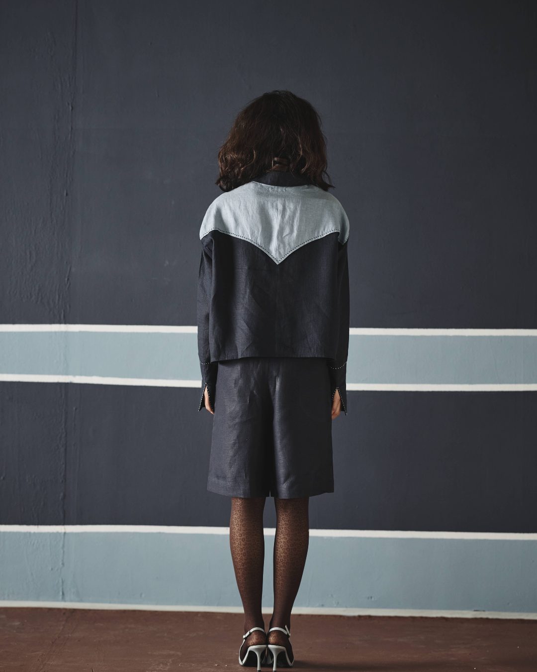 Bat Ber Short Co-ord Set - Navy & Brown- Shop Nirvanaa