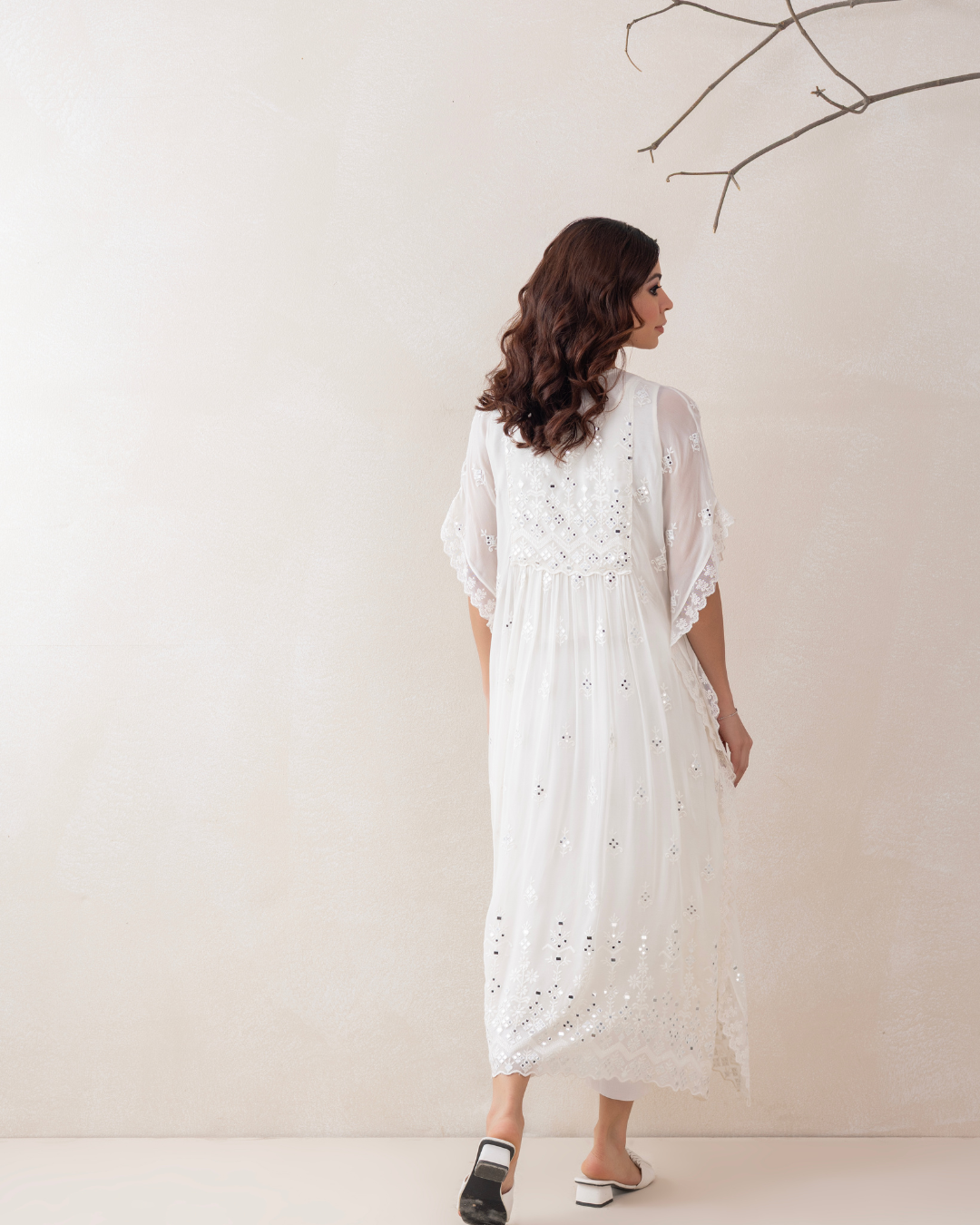Aabroo Kaftan 3-Piece Set (Off-White & Yellow)