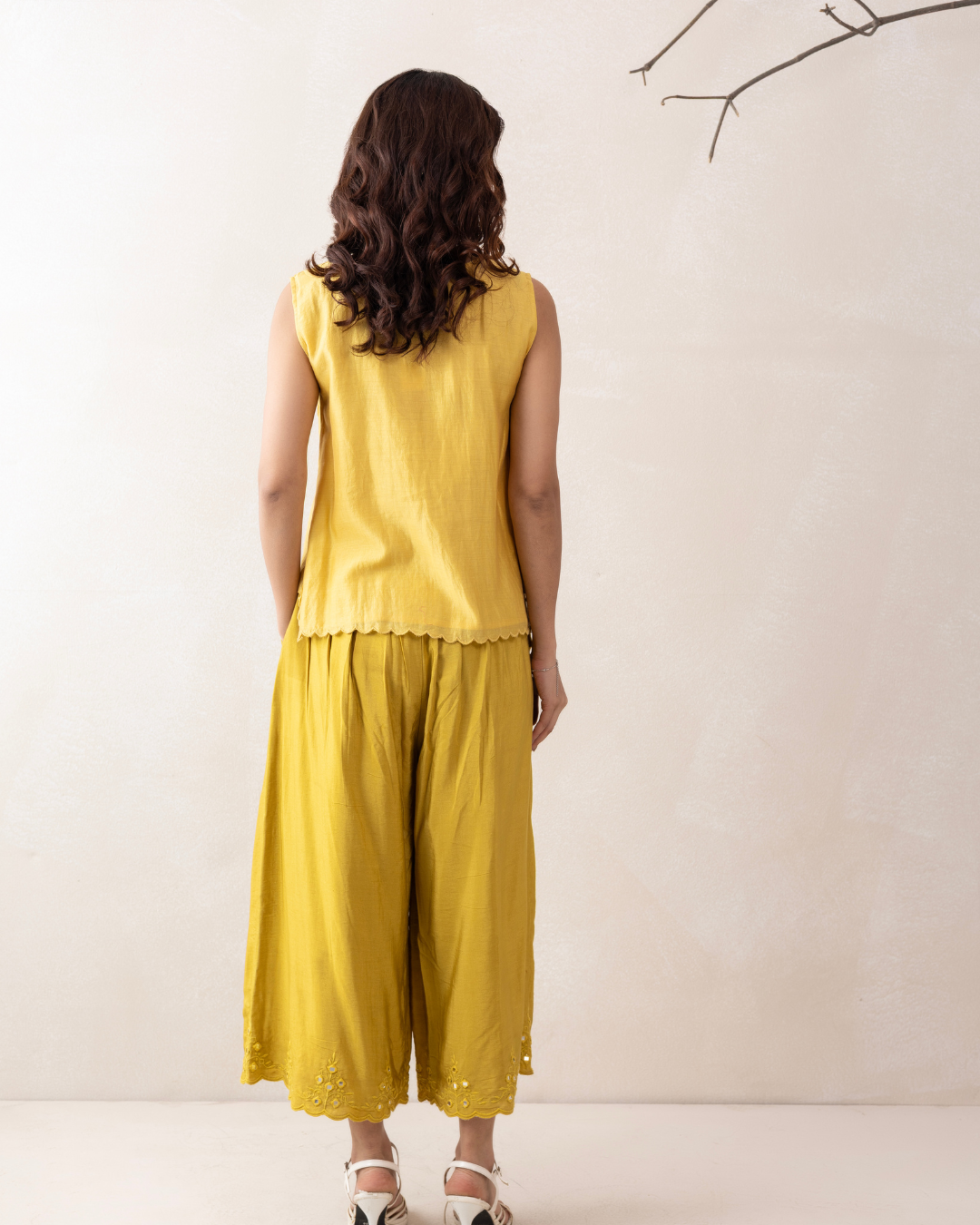 Prabha 3-Piece Co-ord Set (Off-White & Yellow)