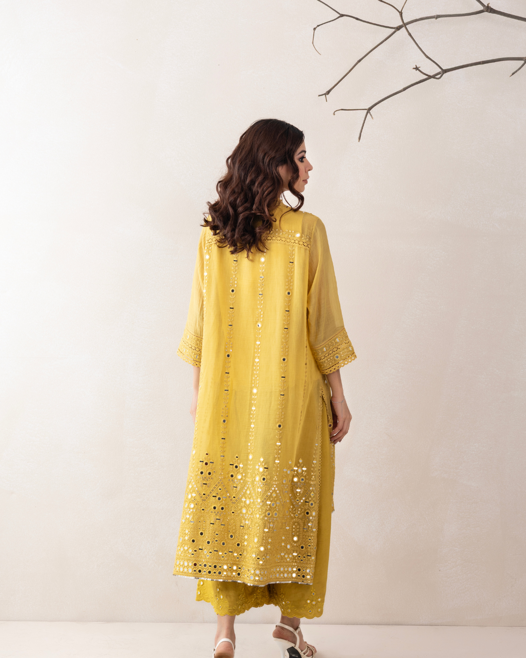 Prabha 3-Piece Co-ord Set (Off-White & Yellow)