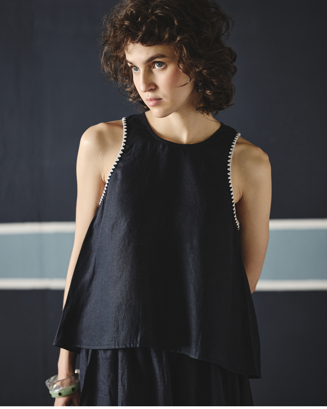 Zuri Eri Co-ord Set - Navy & Brown- Shop Nirvanaa