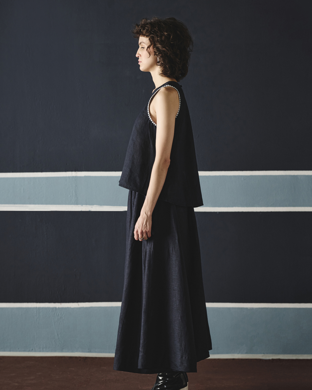 Zuri Eri Co-ord Set - Navy & Brown- Shop Nirvanaa