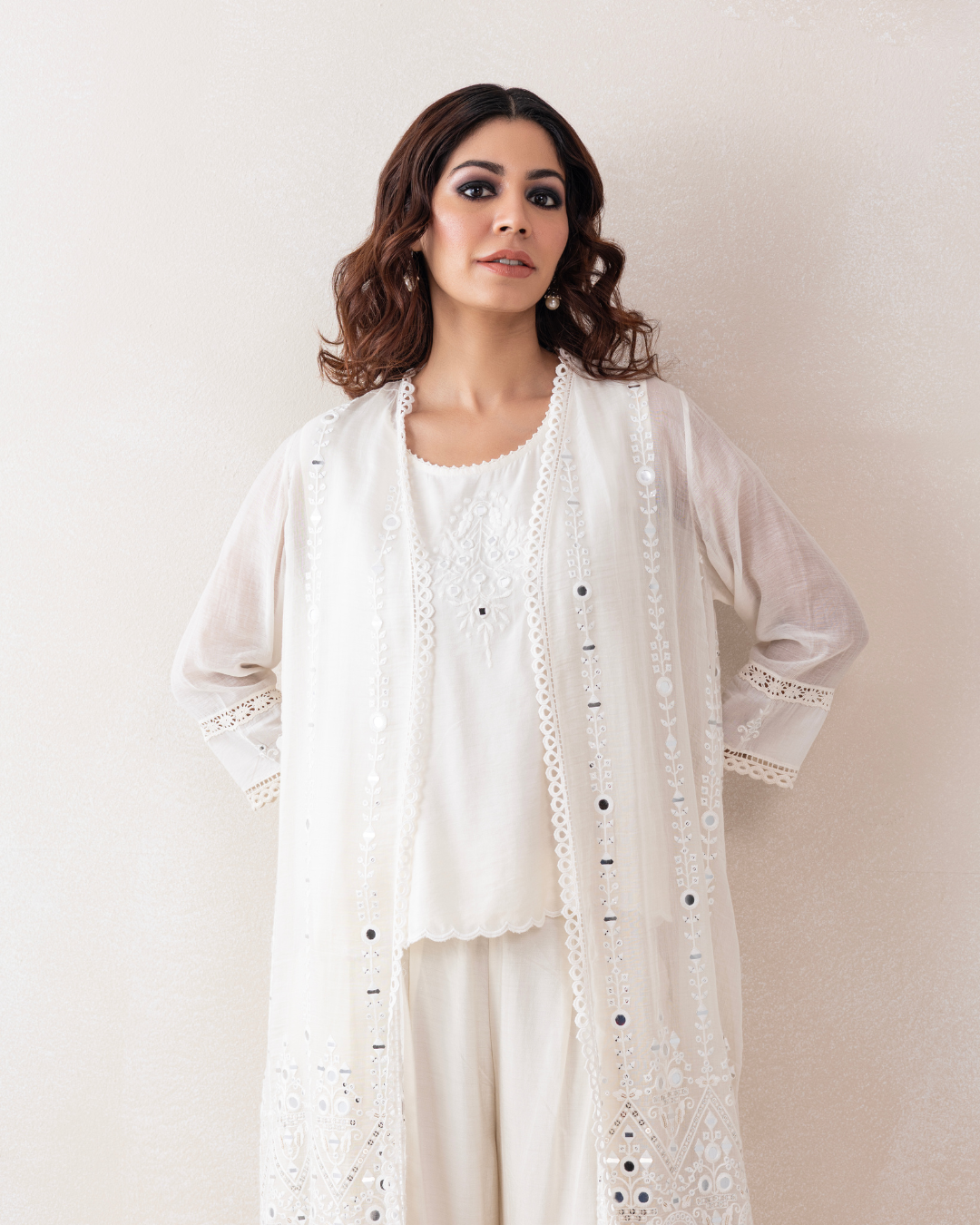Prabha 3-Piece Co-ord Set (Off-White & Yellow)