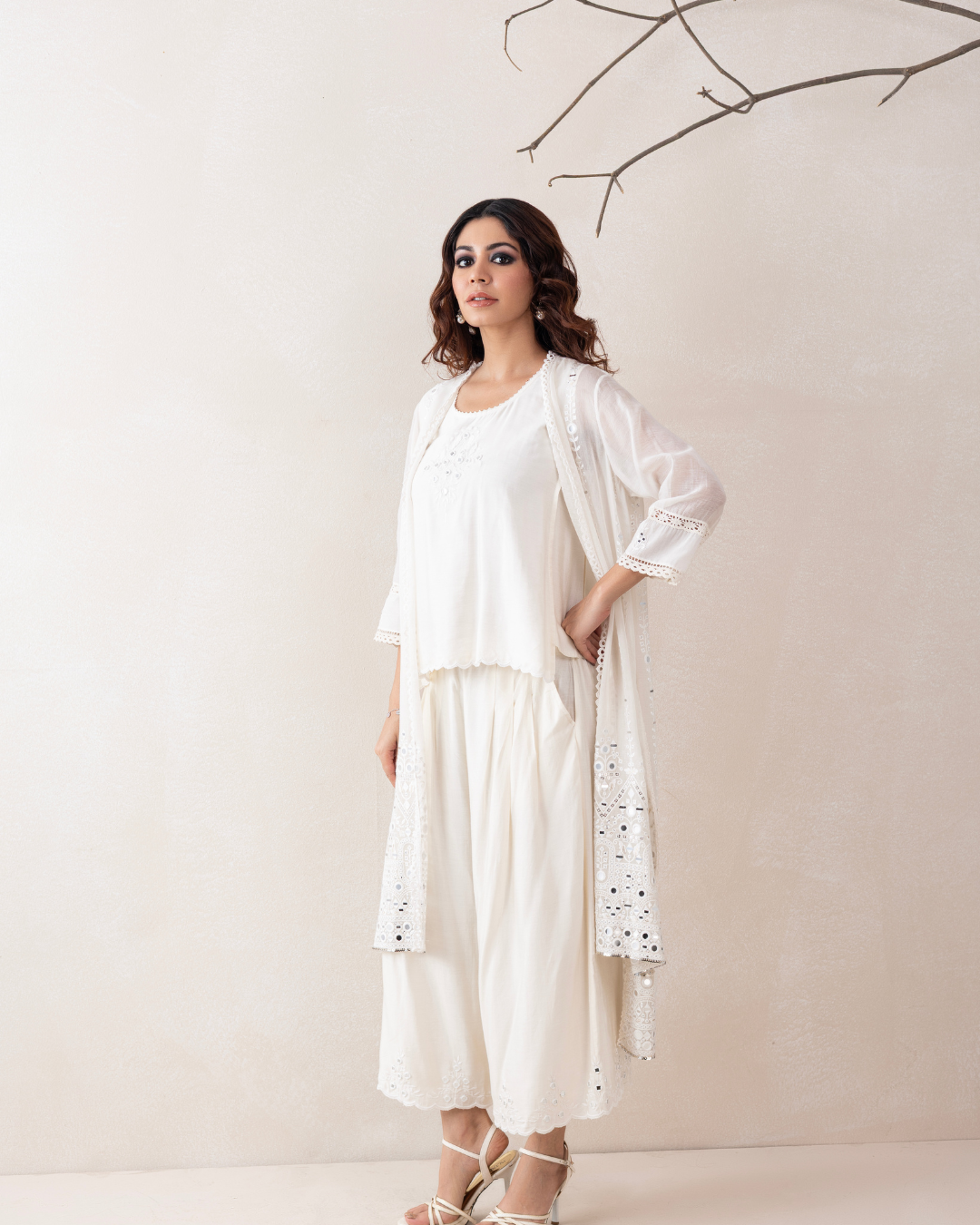 Prabha 3-Piece Co-ord Set (Off-White & Yellow)