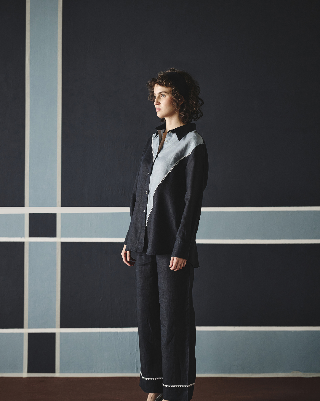 Sofi Co-ord Set - Navy & Brown- Shop Nirvanaa