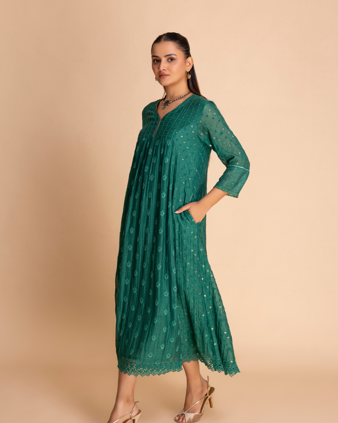 Verda Embroidered Tunic (Emerald Green)