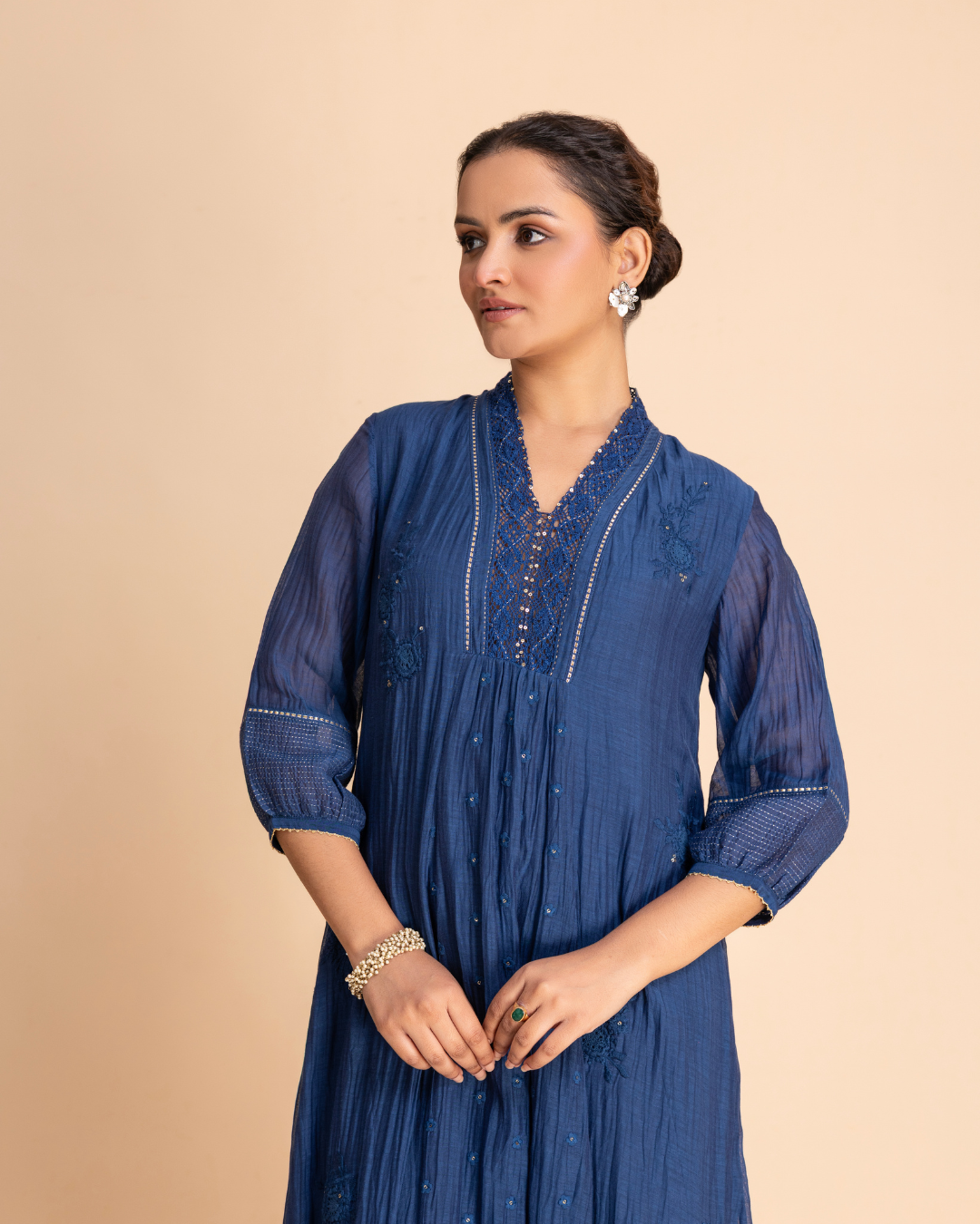 Aura Embroidered Dress (Royal Blue)