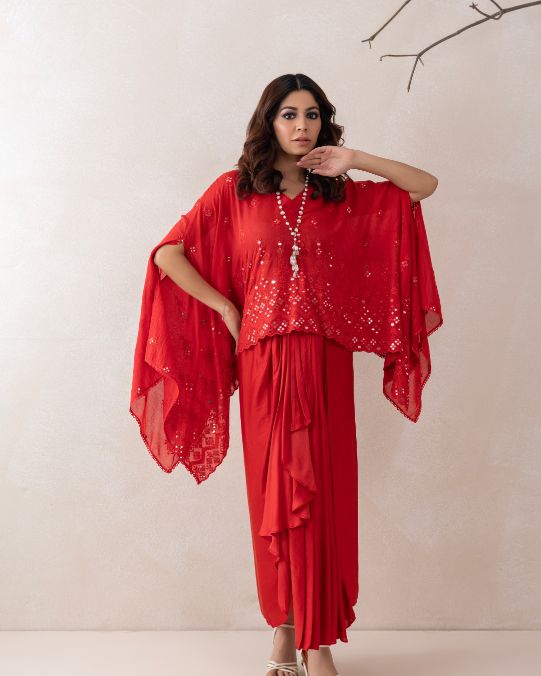 Chandrika Co-ord Set (Emerald Green & Red)