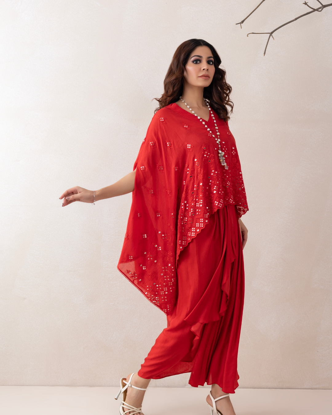 Chandrika Co-ord Set (Emerald Green & Red)