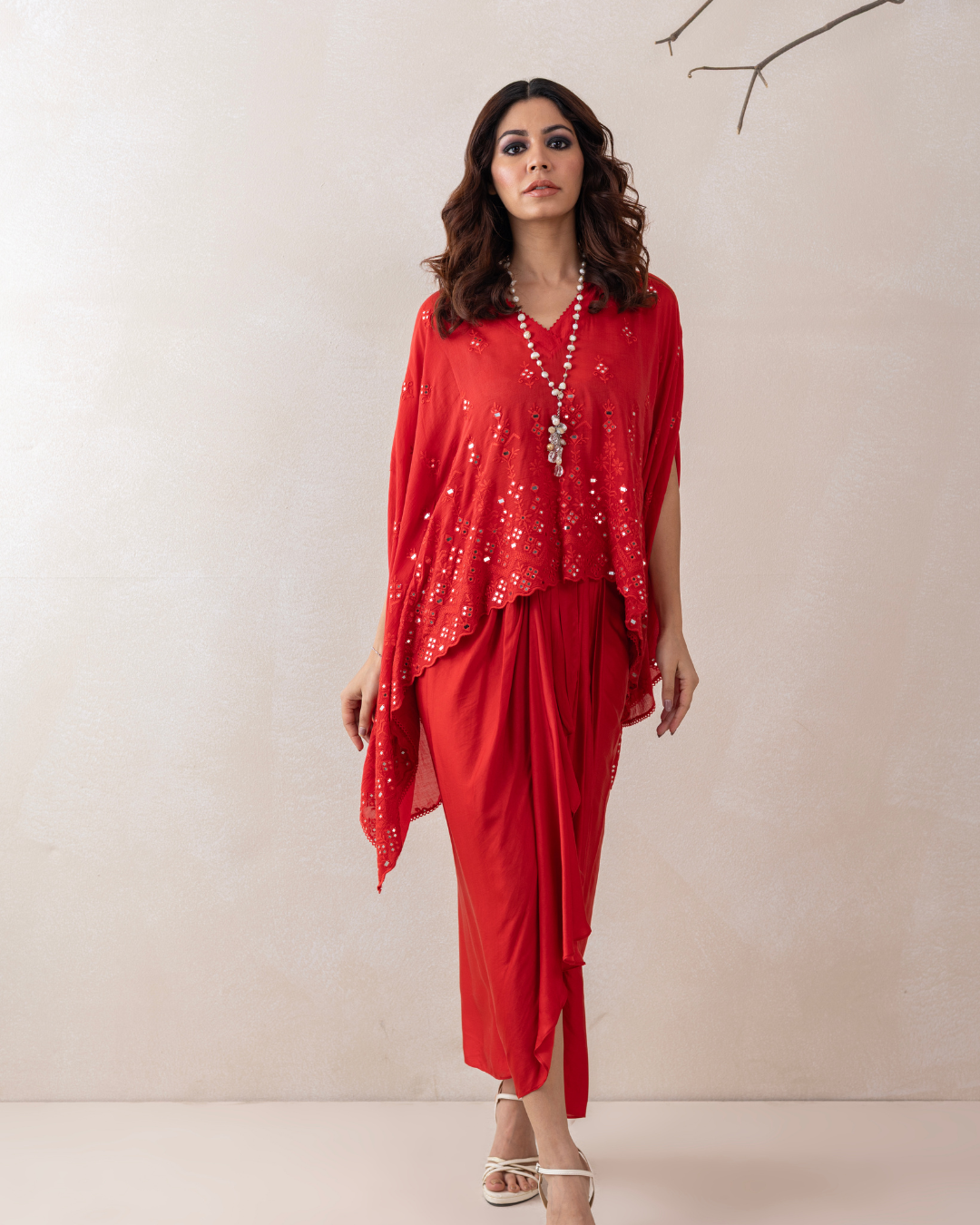 Chandrika Co-ord Set (Emerald Green & Red)