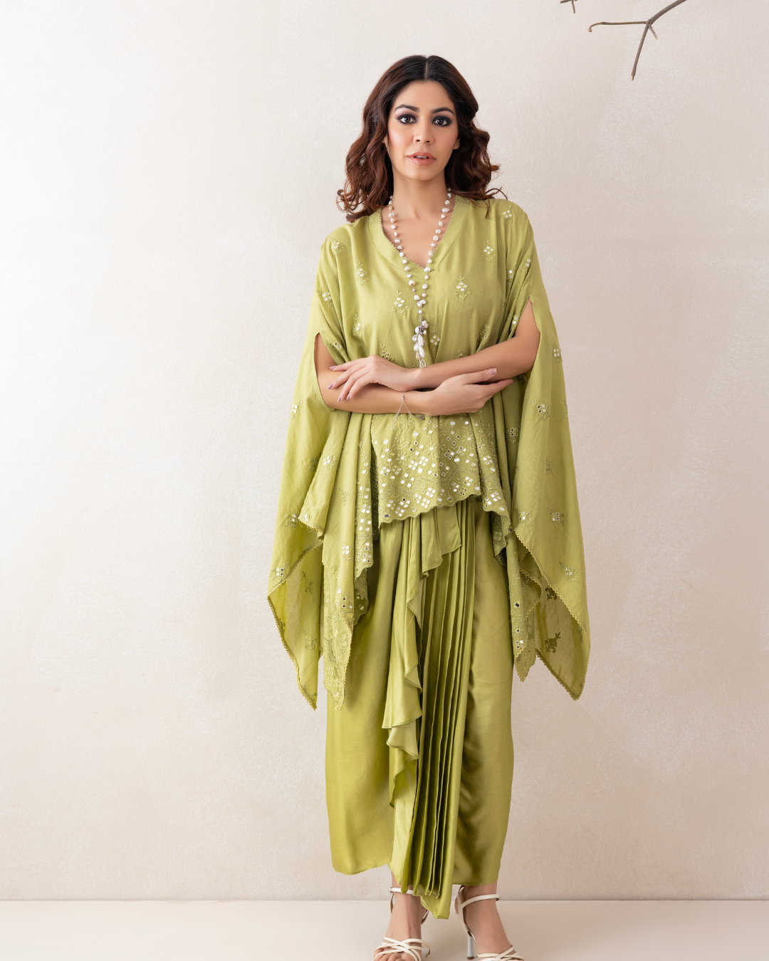 Chandrika Co-ord Set (Emerald Green & Red)