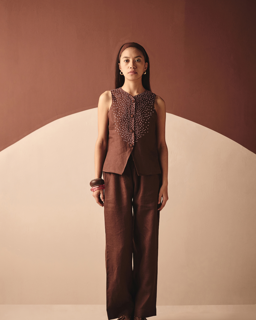Azul Cross Co-ord Set - Navy & Brown- Shop Nirvanaa