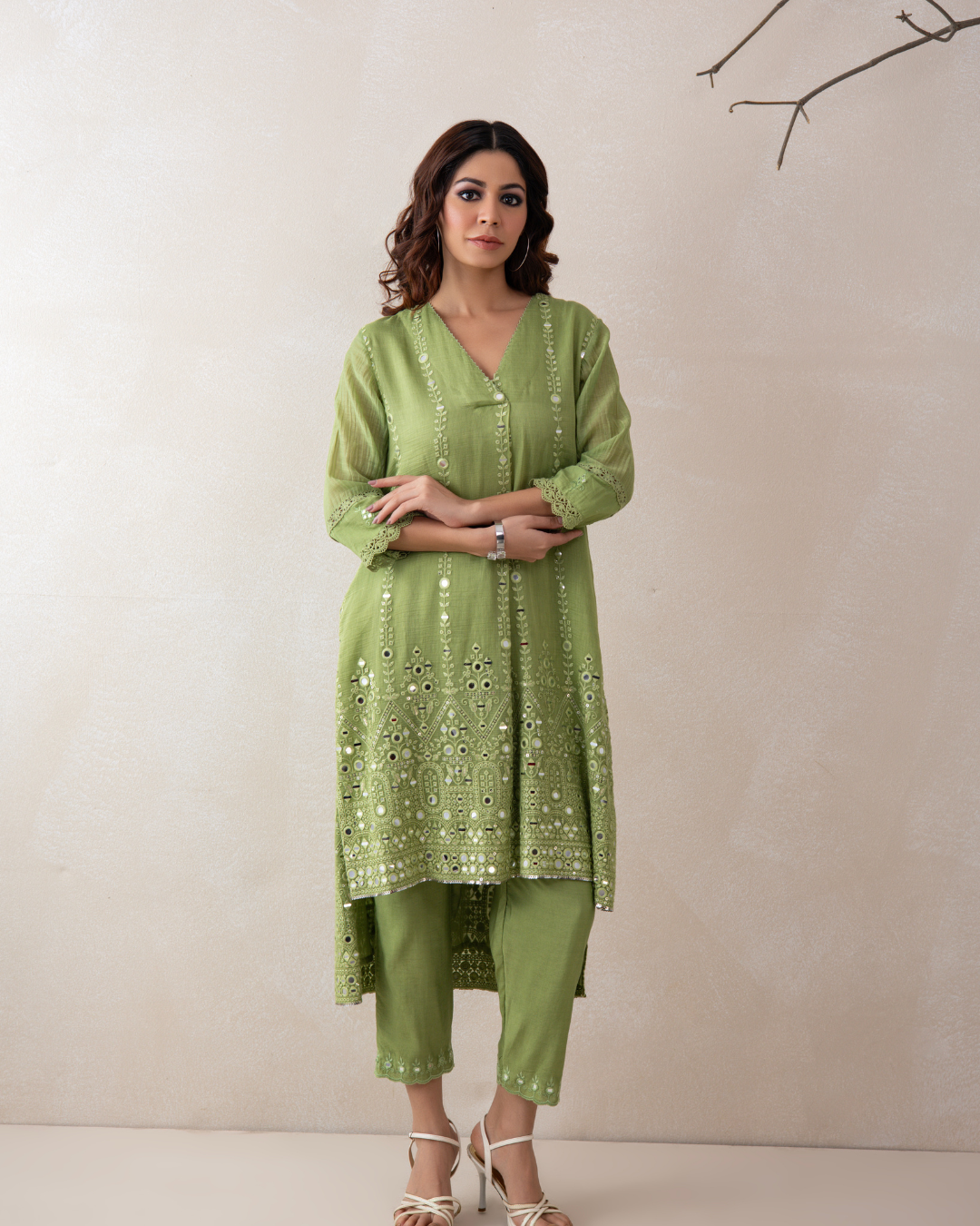 Aabha Tunic Set (Emerald Green & Firozi)
