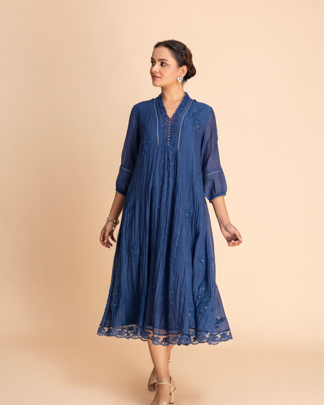 Aura Embroidered Dress (Royal Blue)