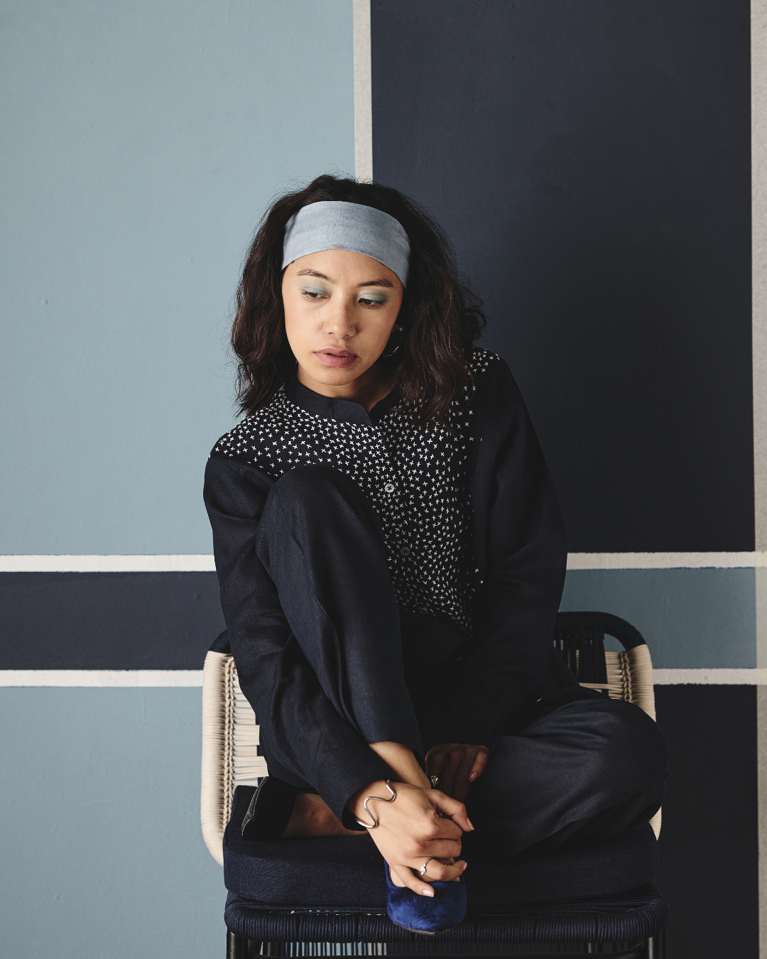 Azul Co-ord Set - Navy & Brown- Shop Nirvanaa