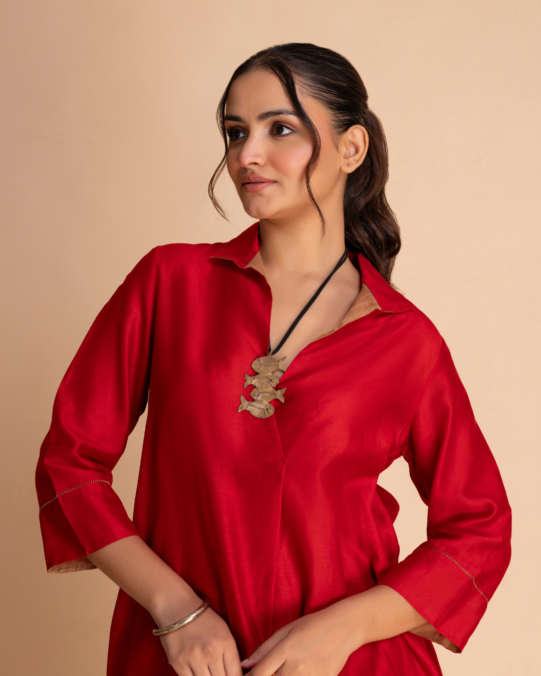 Kisbah Kurta Set (Red & Emerald Green)