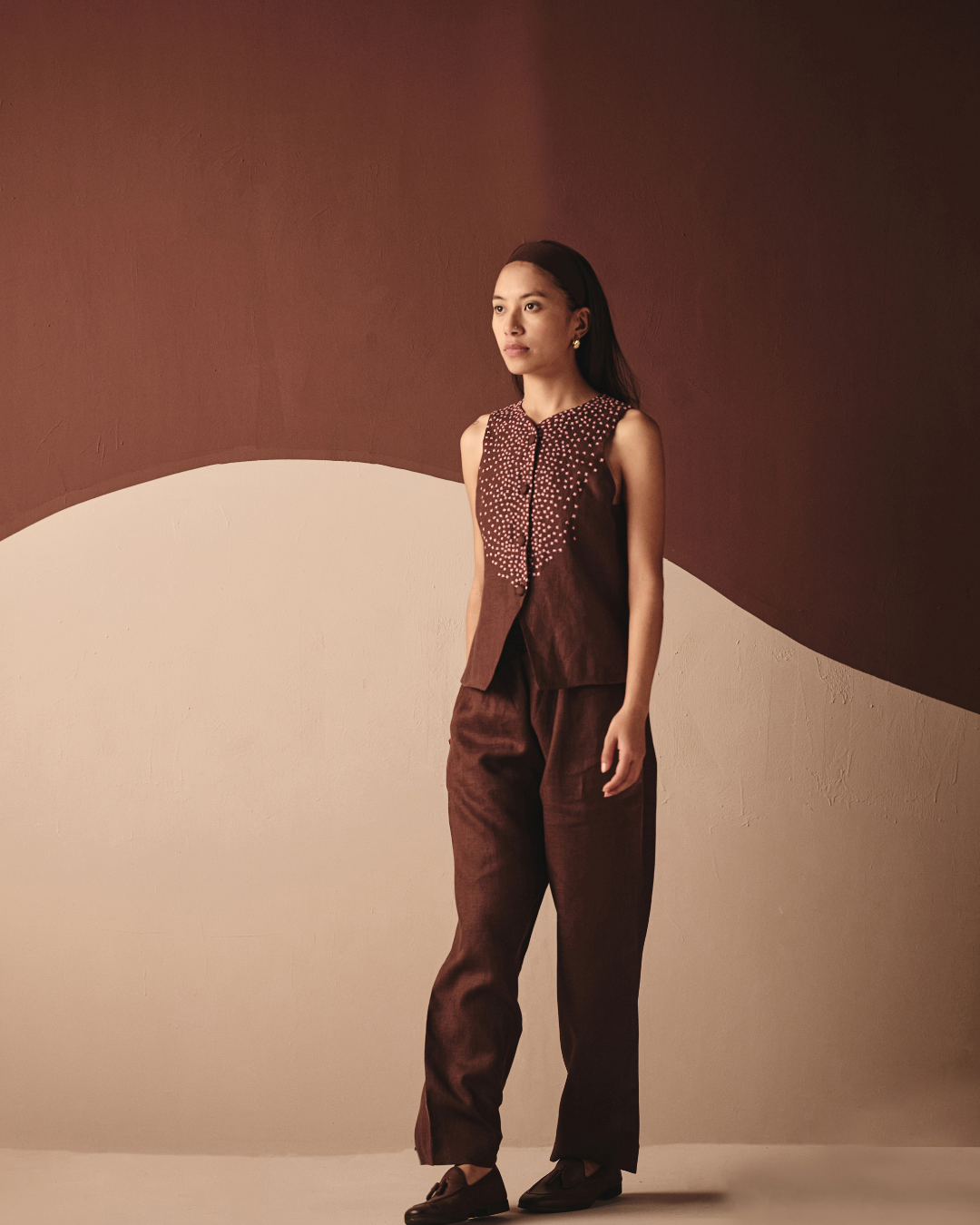 Azul Cross Co-ord Set - Navy & Brown- Shop Nirvanaa