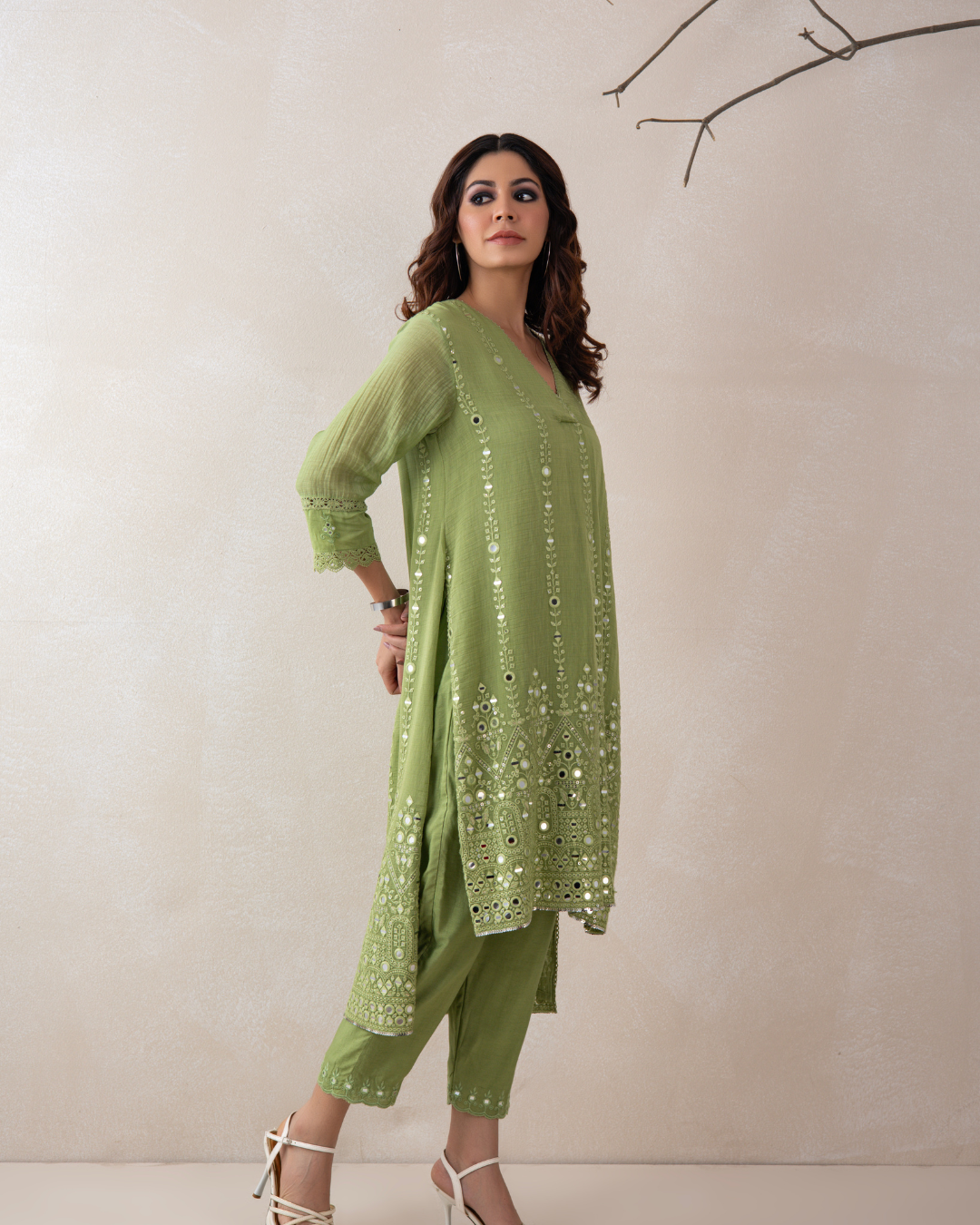 Aabha Tunic Set (Emerald Green & Firozi)