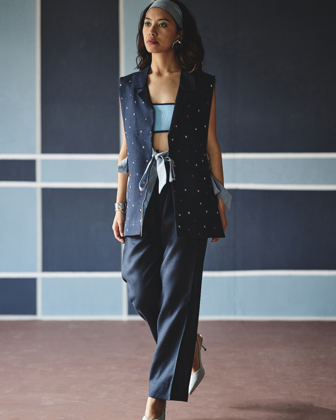 Torie Eri Co-ord Set - Navy & Brown- Shop Nirvanaa