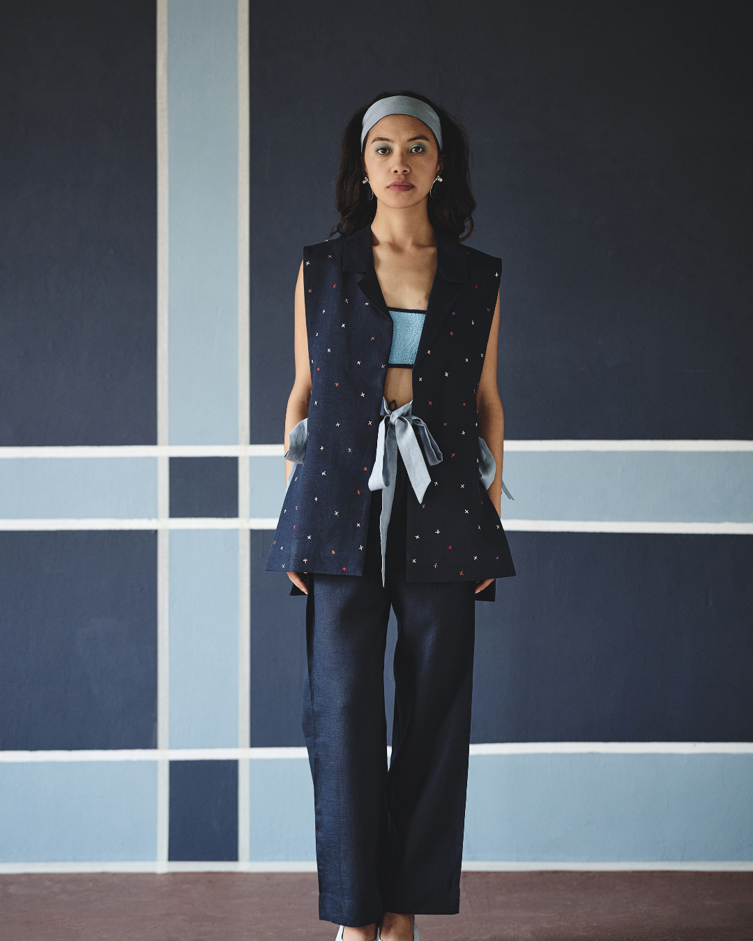 Torie Eri Co-ord Set - Navy & Brown- Shop Nirvanaa