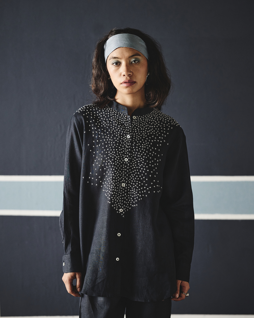 Azul Co-ord Set - Navy & Brown- Shop Nirvanaa