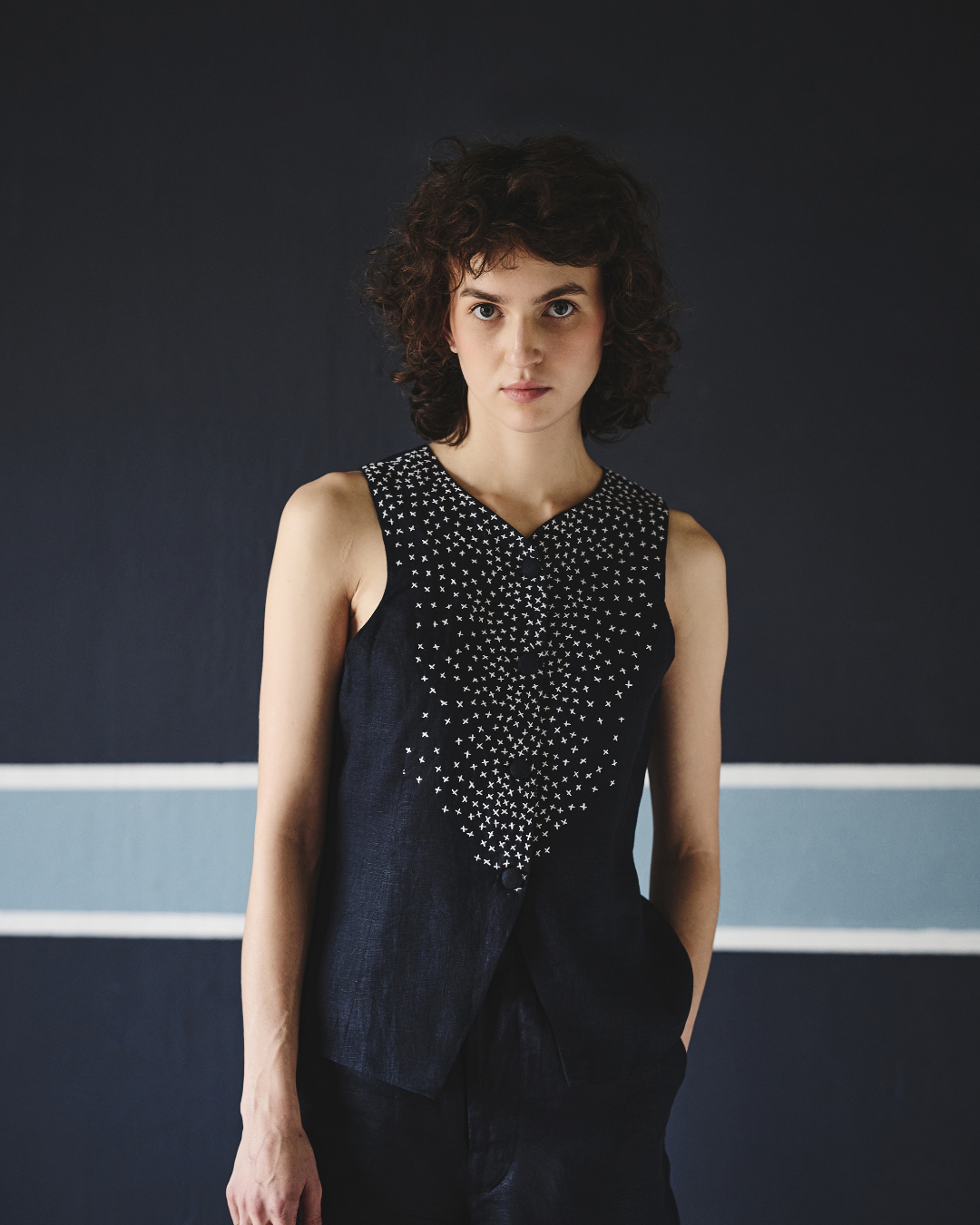 Azul Cross Co-ord Set - Navy & Brown- Shop Nirvanaa