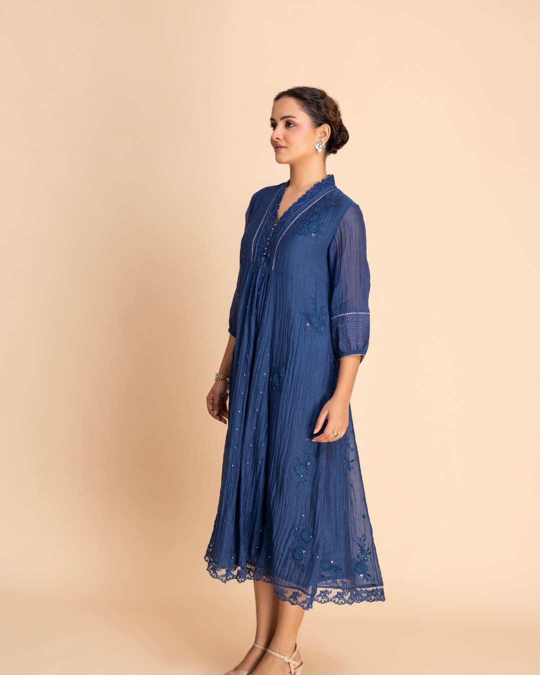 Aura Embroidered Dress (Royal Blue)