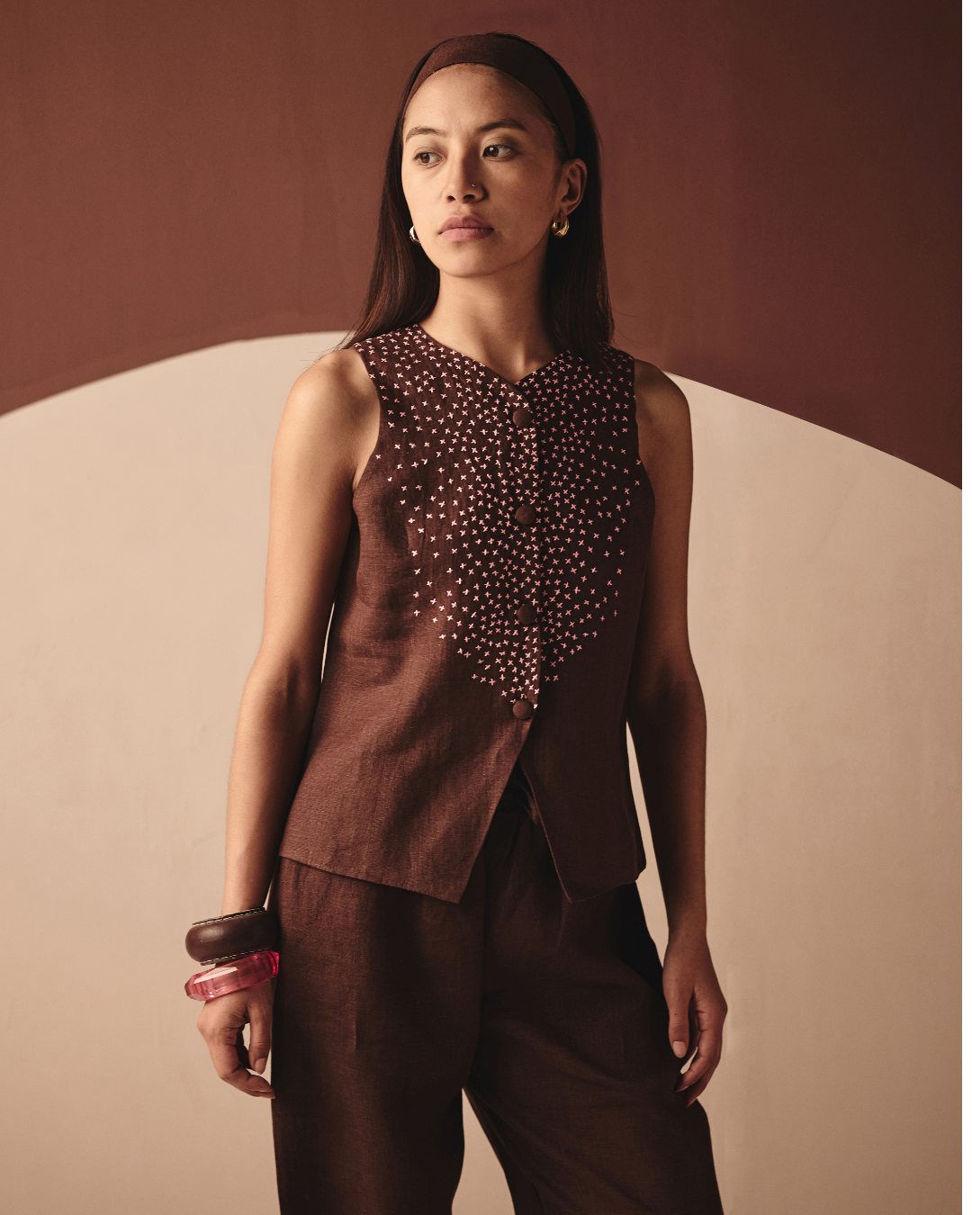 Azul Cross Co-ord Set - Navy & Brown- Shop Nirvanaa