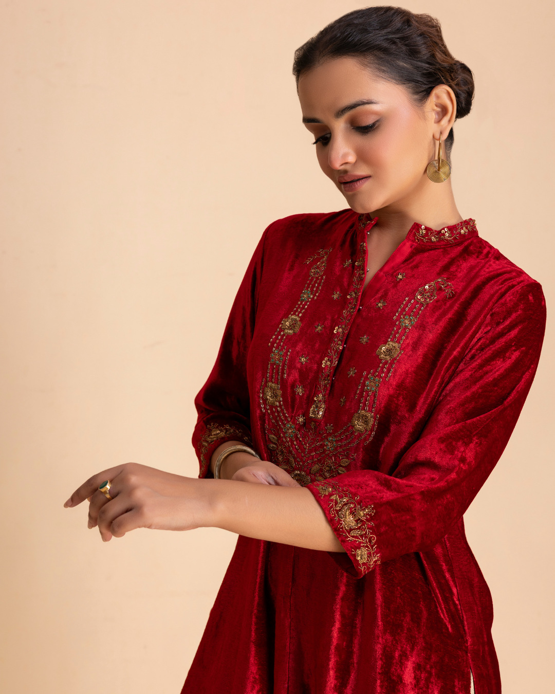 Kashbah Tunic Set (Prussian Blue & Red)