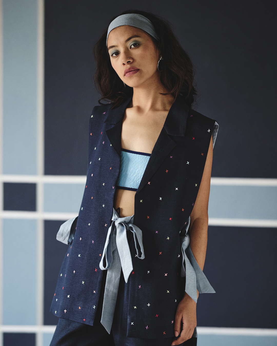 Torie Eri Co-ord Set - Navy & Brown- Shop Nirvanaa