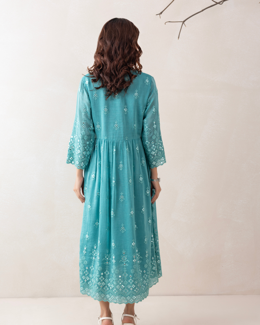 Gulnaar Dress (Firozi & Red Chanderi)
