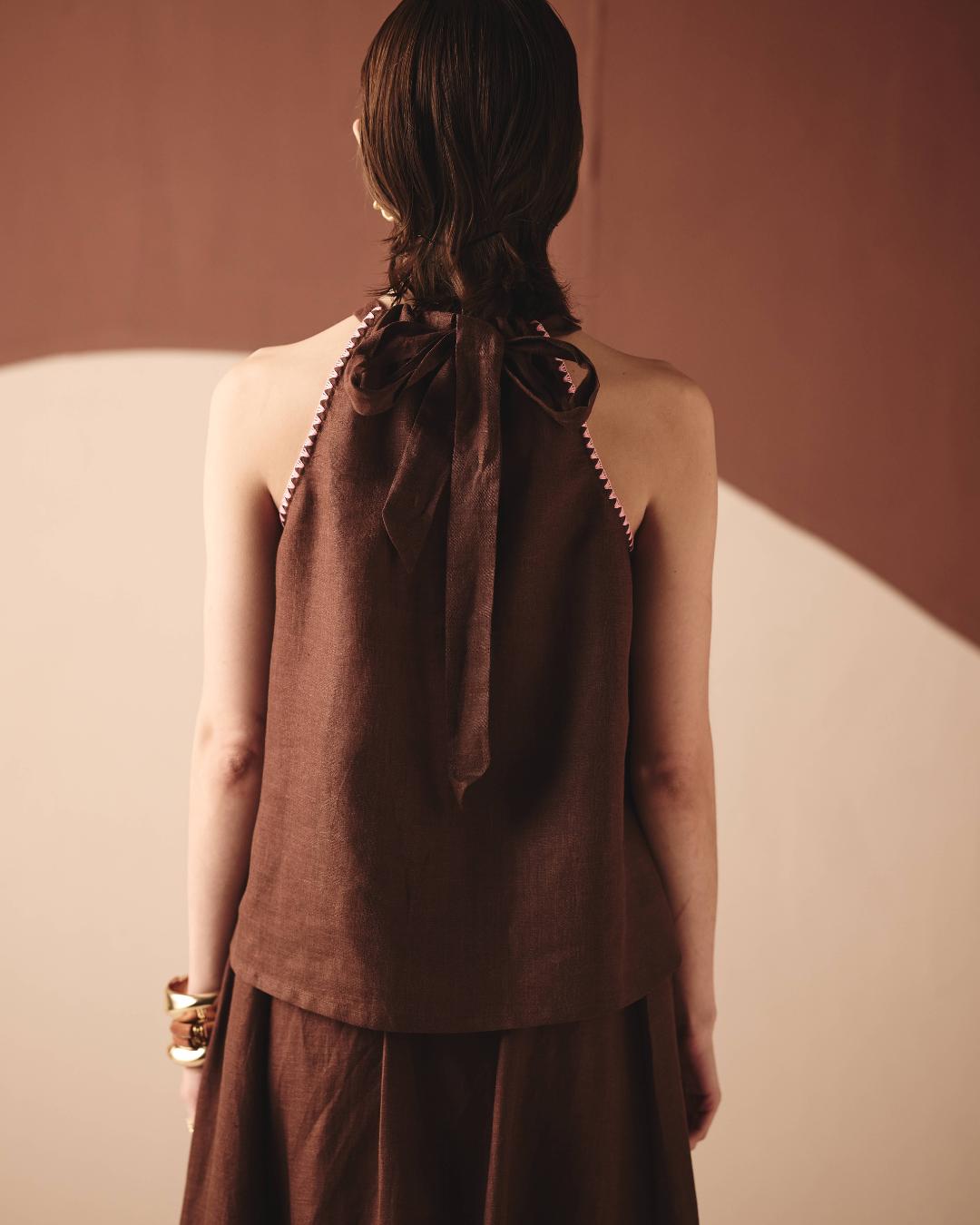 Noir Eri Co-ord Set - Navy & Brown- Shop Nirvanaa