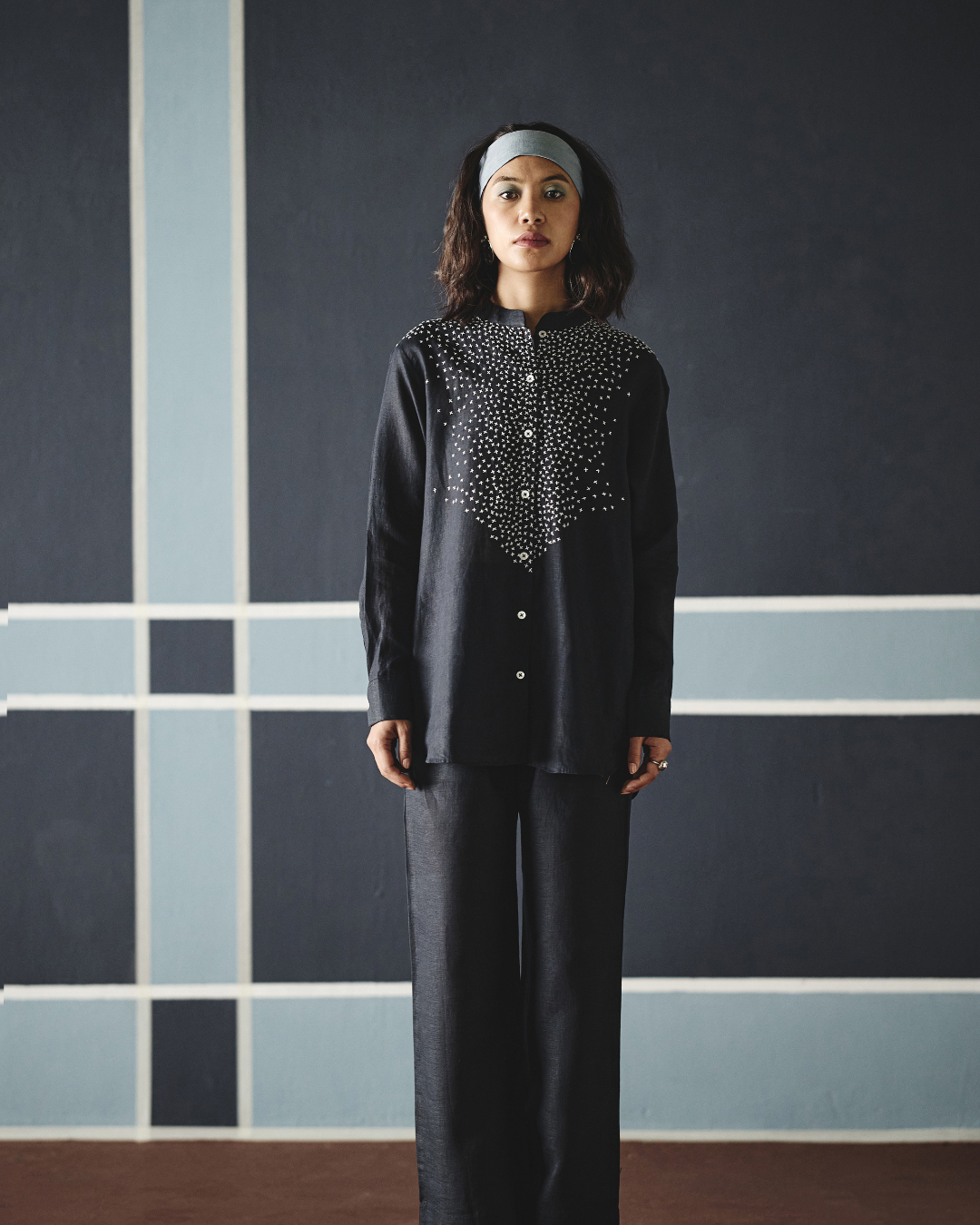 Azul Co-ord Set - Navy & Brown- Shop Nirvanaa