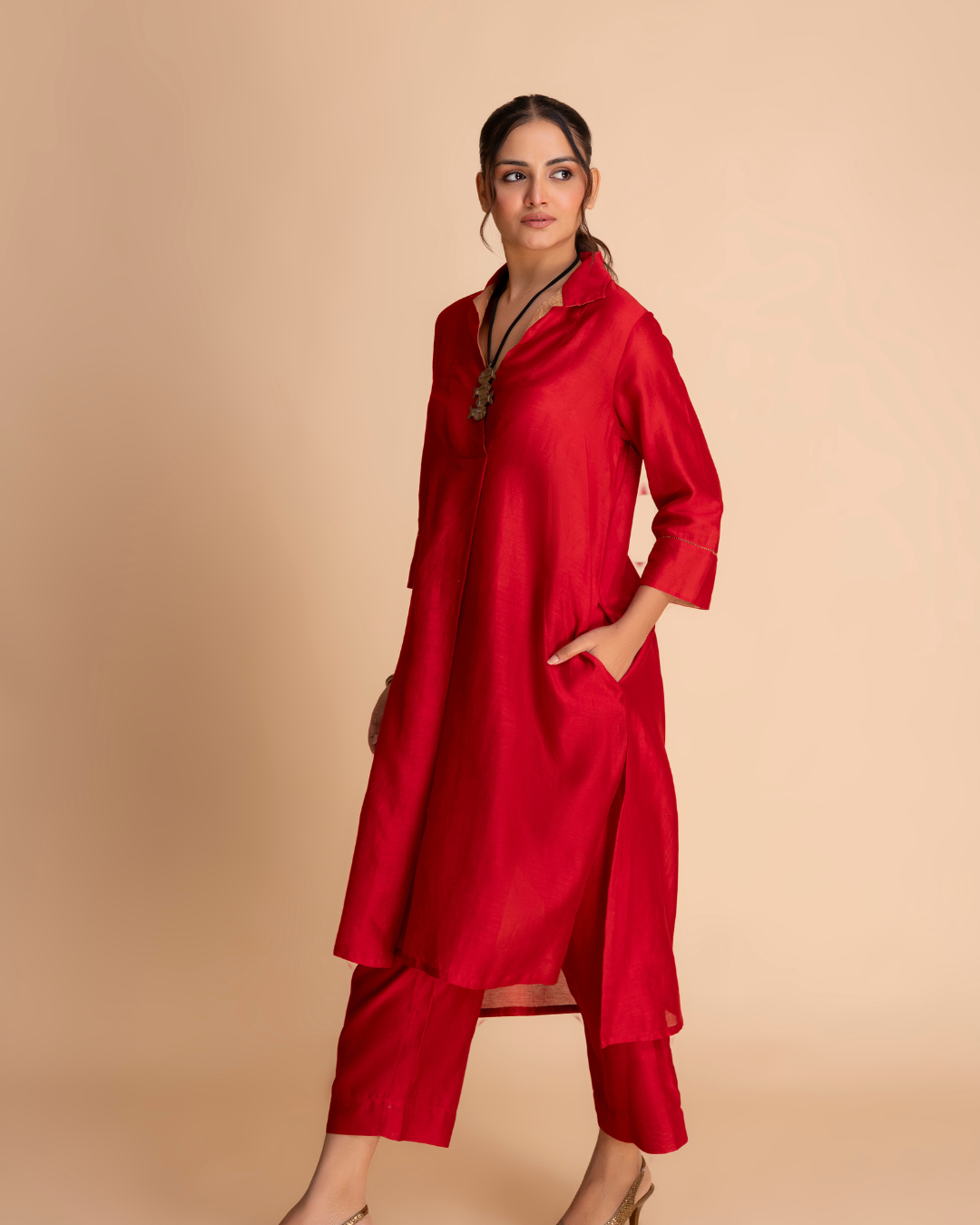 Kisbah Kurta Set (Red & Emerald Green)