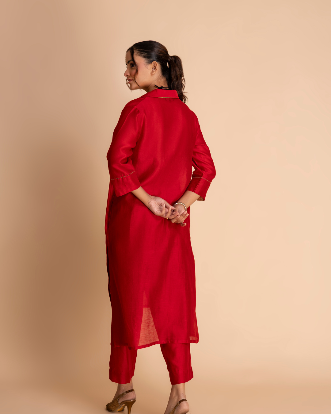 Kisbah Kurta Set (Red & Emerald Green)