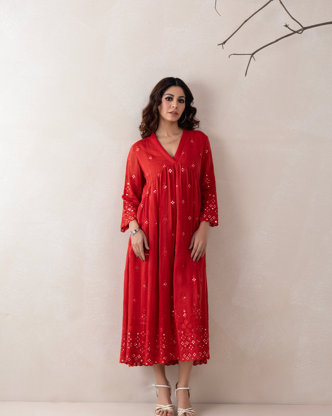 Gulnaar Dress (Firozi & Red Chanderi)