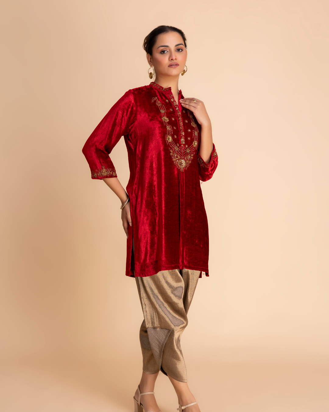 Kashbah Tunic Set (Prussian Blue & Red)