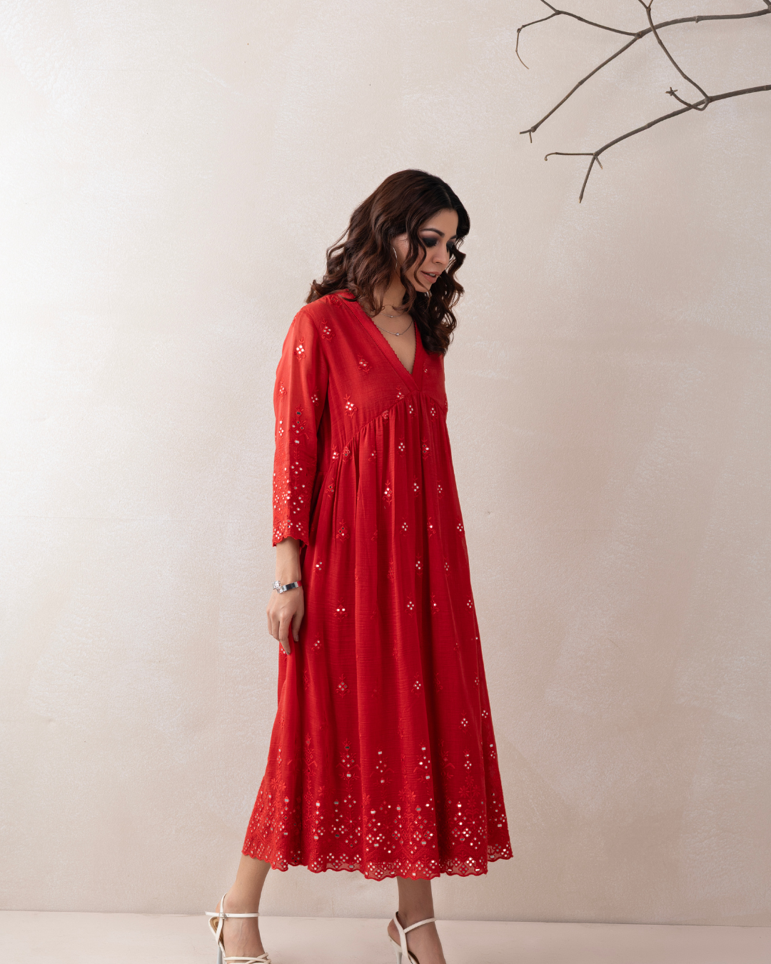 Gulnaar Dress (Firozi & Red Chanderi)