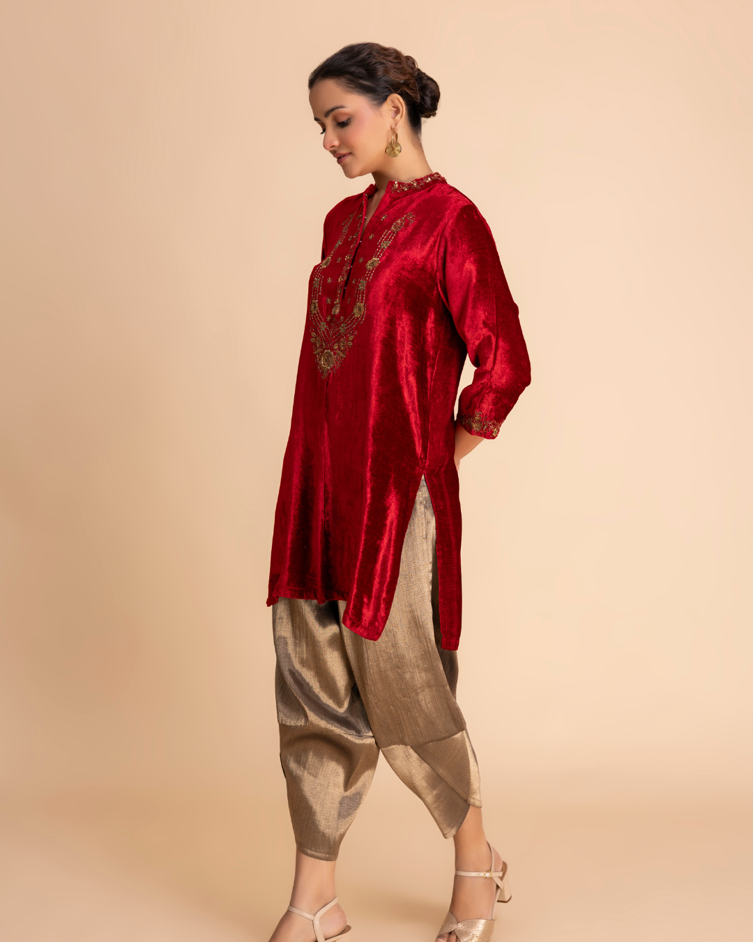 Kashbah Tunic Set (Prussian Blue & Red)
