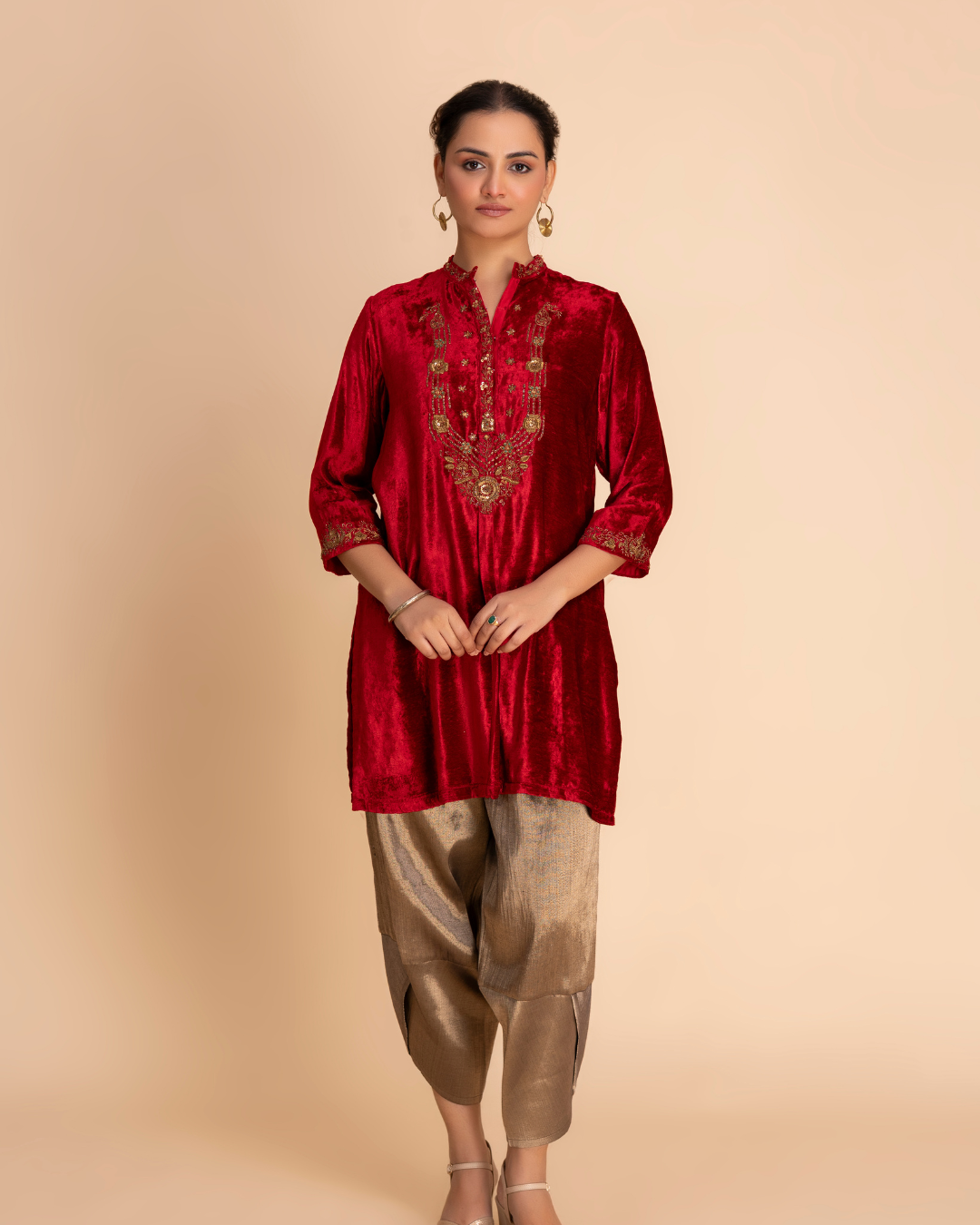 Kashbah Tunic Set (Prussian Blue & Red)