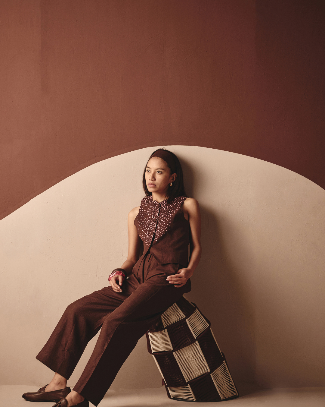 Azul Cross Co-ord Set - Navy & Brown- Shop Nirvanaa